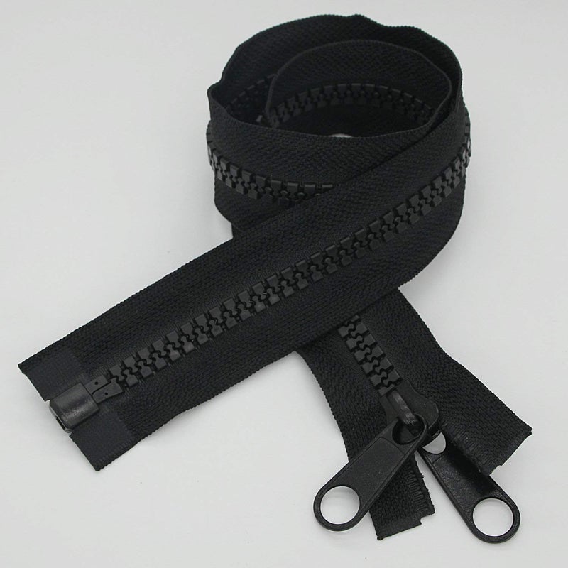 Leekayer 2PCS #10 48 Inch Heavy Duty Zippers for Sewing Separating Large Plastic Zippers Black Tape with Double Pull Tab Slider, Sleeping Bag, Boat, Canvas, Cover, Trampoline, Dog Bed,Tent (48"" 2pcs) - Image 3